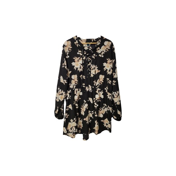 Rue 21 Hi-Low Tunic Women 2X Plus Black Floral Braided Drawstring Accent - Picture 4 of 7